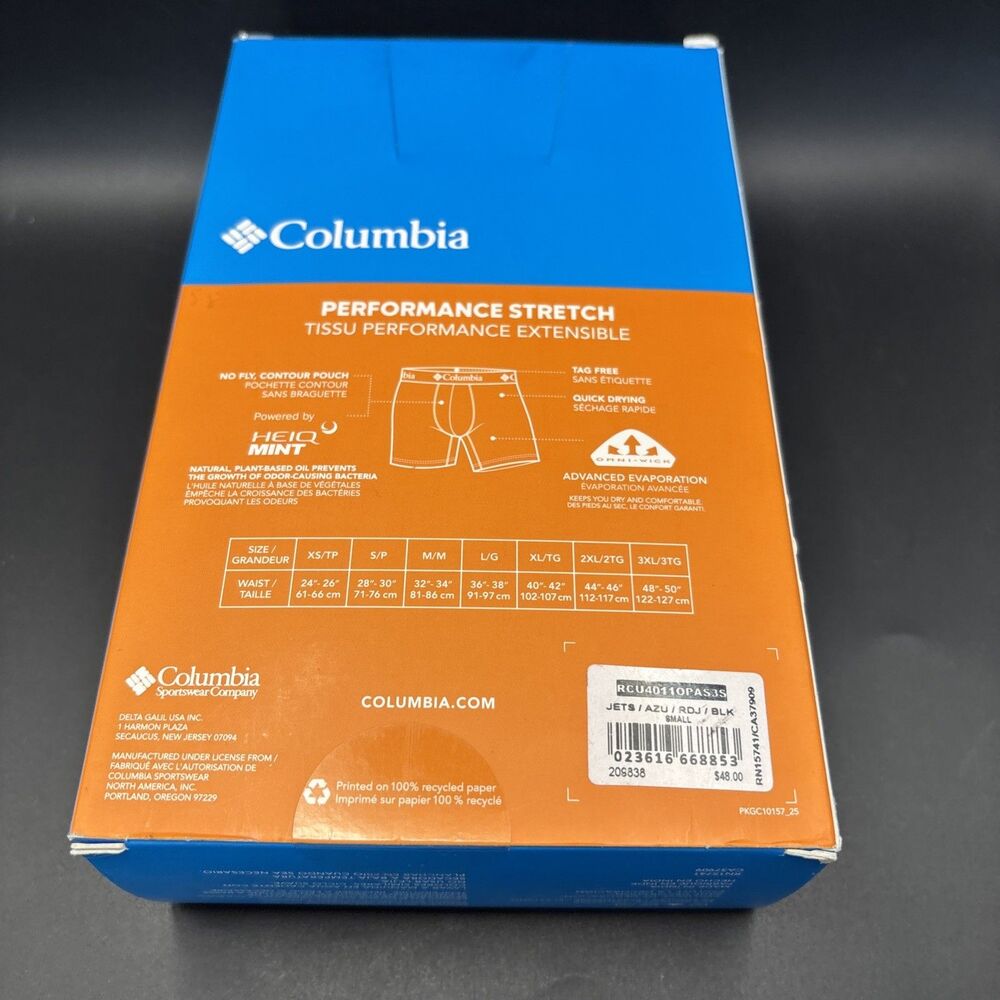Columbia Mens Performance Stretch Boxer Briefs 4-Pack Size Small NEW - Picture 4 of 6